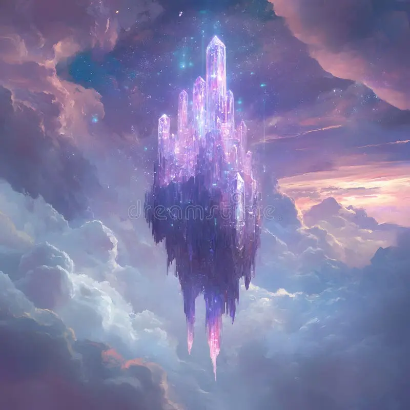 在线赌场紫色水晶城堡漂浮在梦幻天空